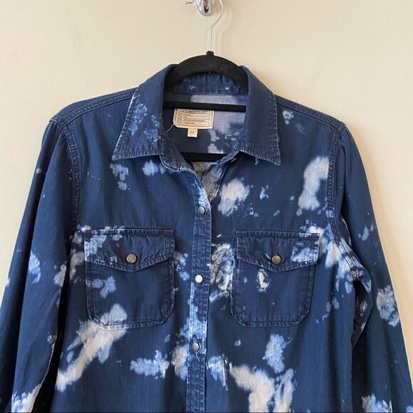 Current Elliott-Acid Washed Dark Wash Denim Button Down (Size:3) - Picture 2 of 10